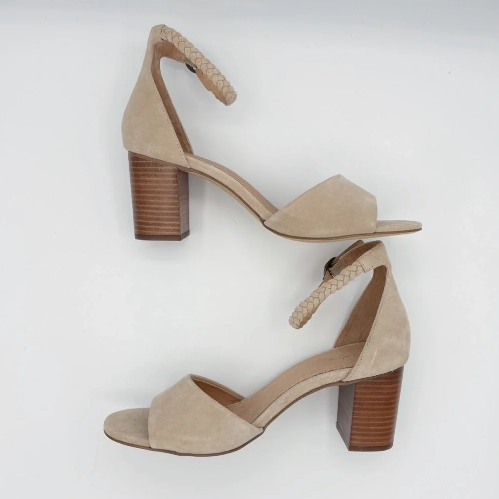 Soludos Hazel Suede Heels Sz 9.5 Sand/Tan Summer Neutral NEW NWOB - Picture 7 of 10